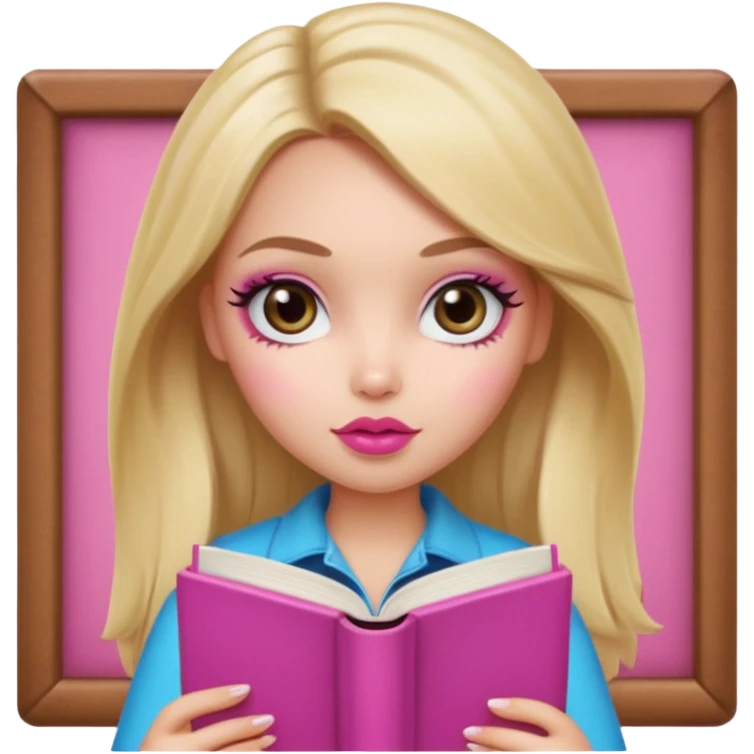 generate a pretty bratz girl with dark circles and a book in hand emoji