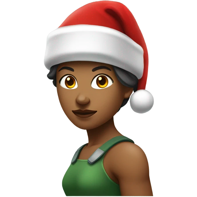 spartan female wearing red santa hat emoji