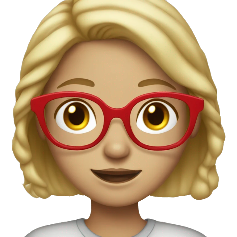 blonde girl with freckles and red glasses emoji
