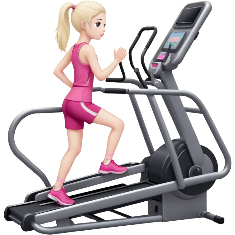blind girl in pink on stairmaster gym machine  emoji