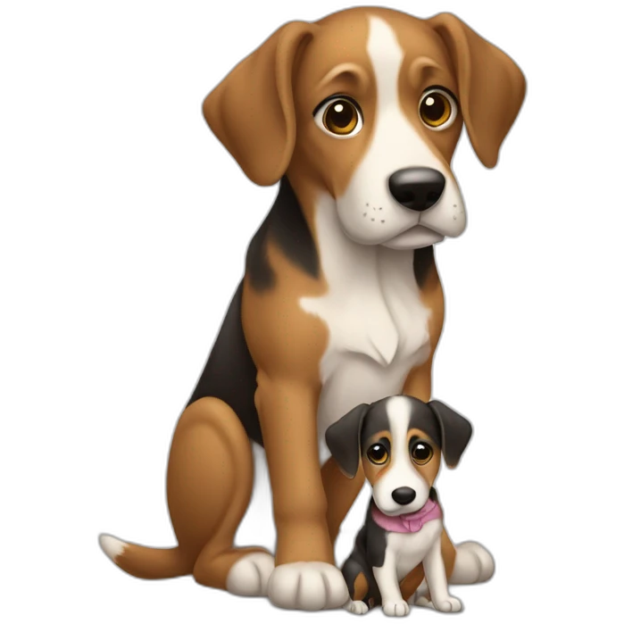 Chien et bébé chien emoji