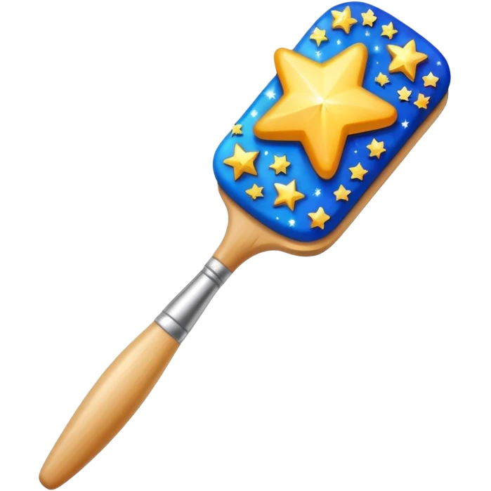 a painting brush with shiny stars, make it modern style emoji