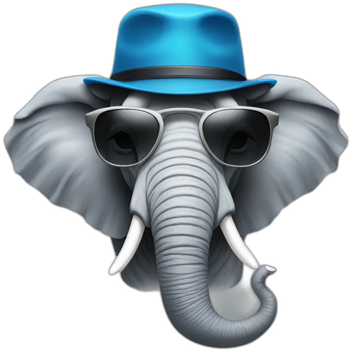 elephant head with sunglasses and cap emoji