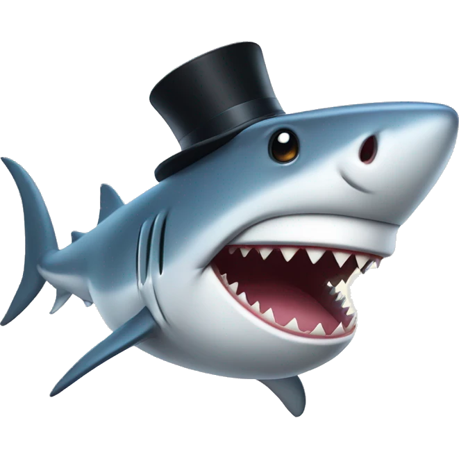 Shark with a top hat emoji