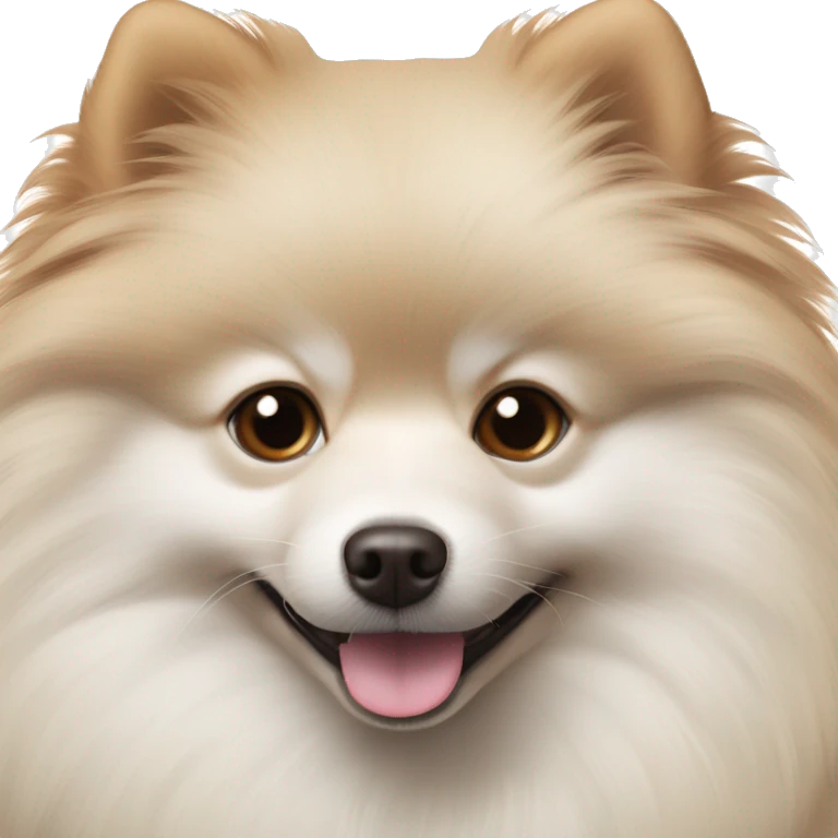 Milk colored pomerian spitz with dark brown eyes  emoji