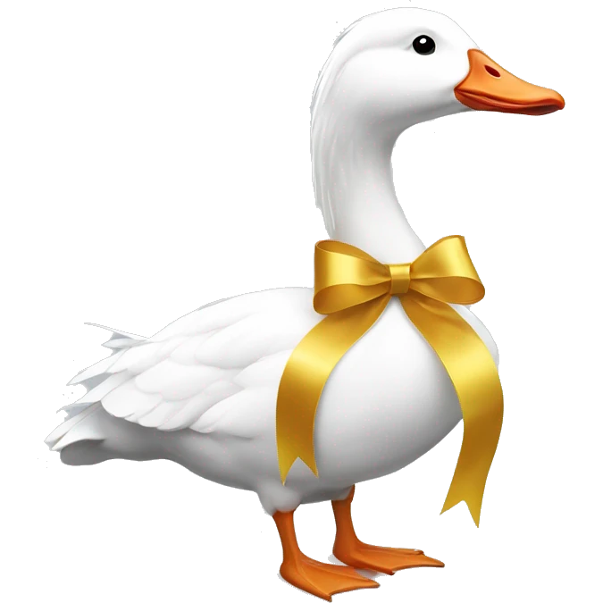 White goose and golden ribbon emoji