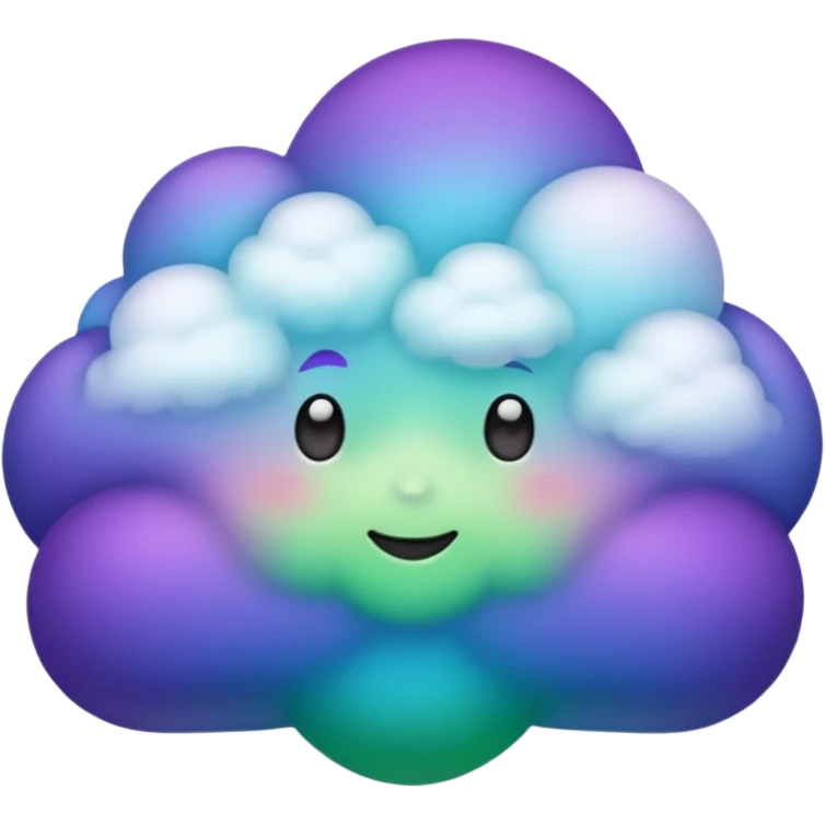 purple and green and blue gradient fluffy cloud emoji