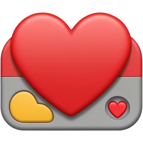 Minimalist pause button, with a tiny heart above. Symbol of taking a mindful break. emoji