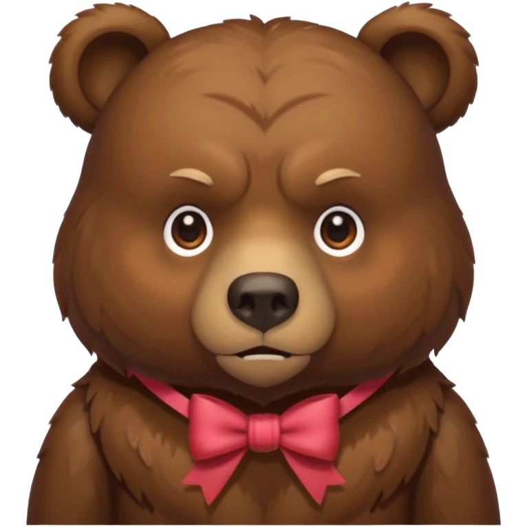 frowning bear with a bow, portrait, bust up emoji