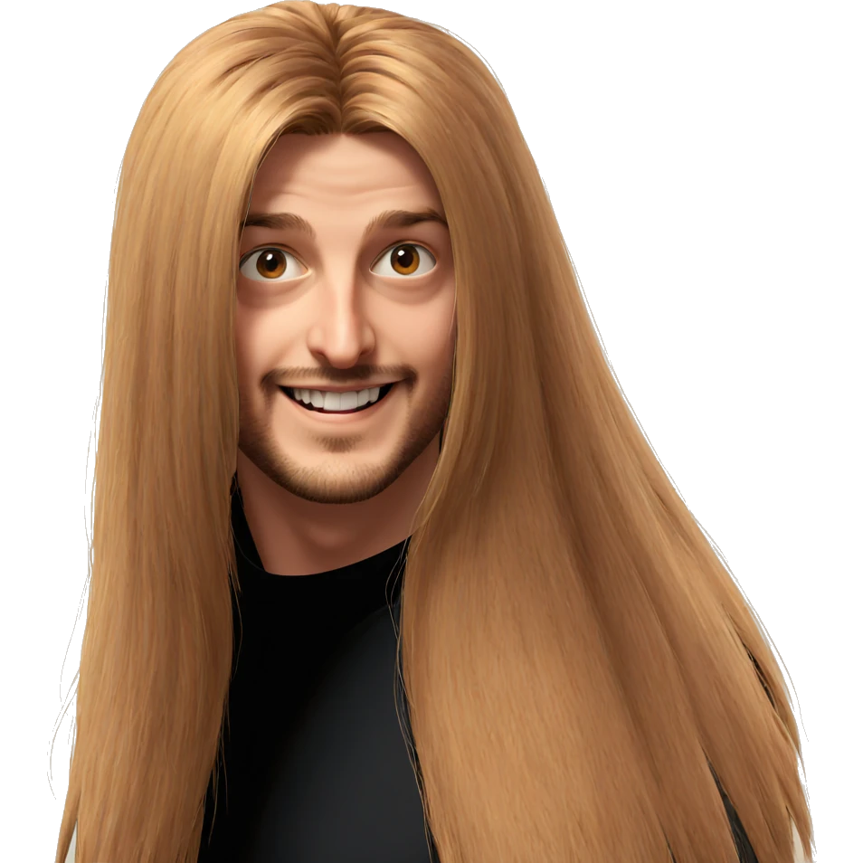 smiling boy with long hair emoji