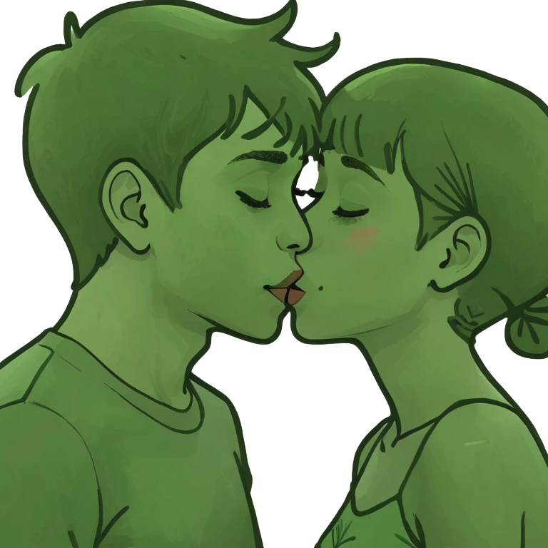 Girl kissing boy emoji