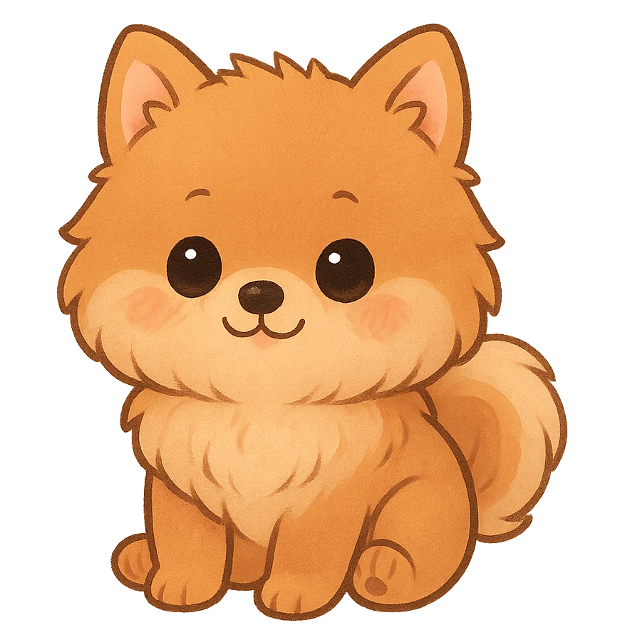pati color pomeranian puppy sitting, cute and appealing style emoji