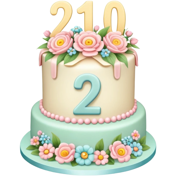 make a floral pastel cake that is aesthetic or vintage with the number 2 and 0 on it emoji
