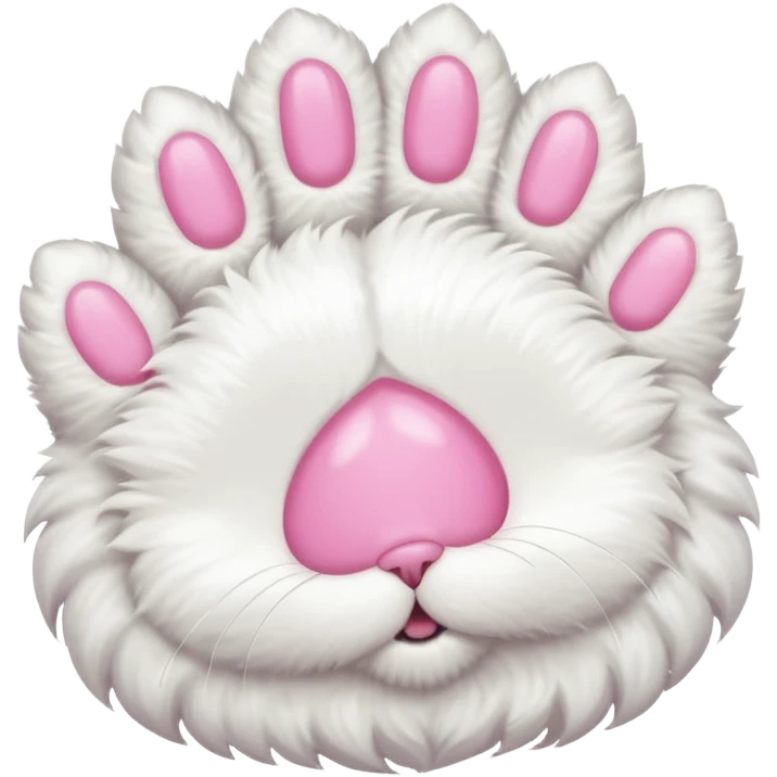 white cat fluffy paw, from the top, pink nails cute emoji
