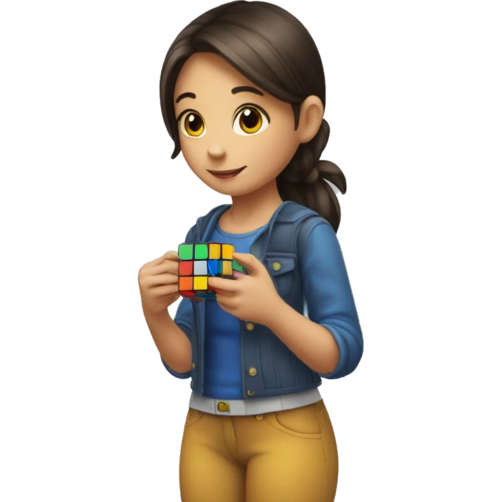 A Girl solving rubiks cube emoji