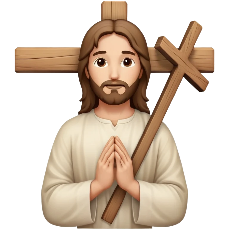 Jesus hands praying with cross symbol, spiritual emoji