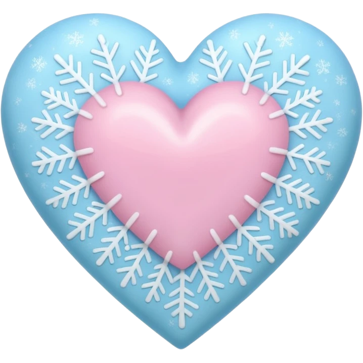 A big soft smooth glossy fuzzy furry pastel heart with white snowflake pattern emoji