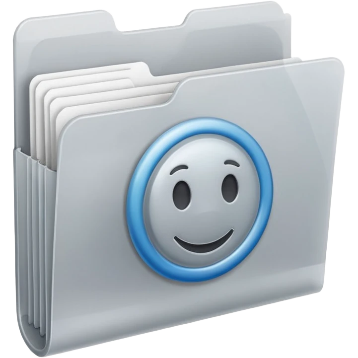 A **simple emoji-style icon** of a **frosted light-gray plastic folder** with **rounded corners**, **elastic string and button closure**, slightly translucent, clean front, subtle shading, and a small tax/forms symbol in one corner.
 emoji