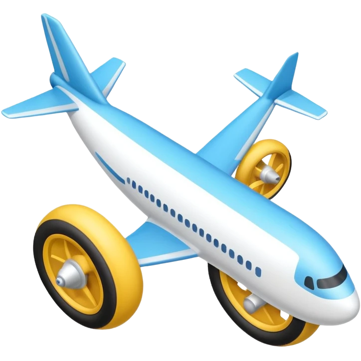 Isometric view of airplane landing gear in emoji style — one inflated, puffy wheel with a strut, soft 3D look, rounded shapes, clean and minimal design, cartoon-like, emoji aesthetic, white background emoji