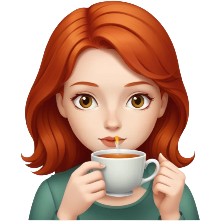 Girl redhead sipping tea emoji