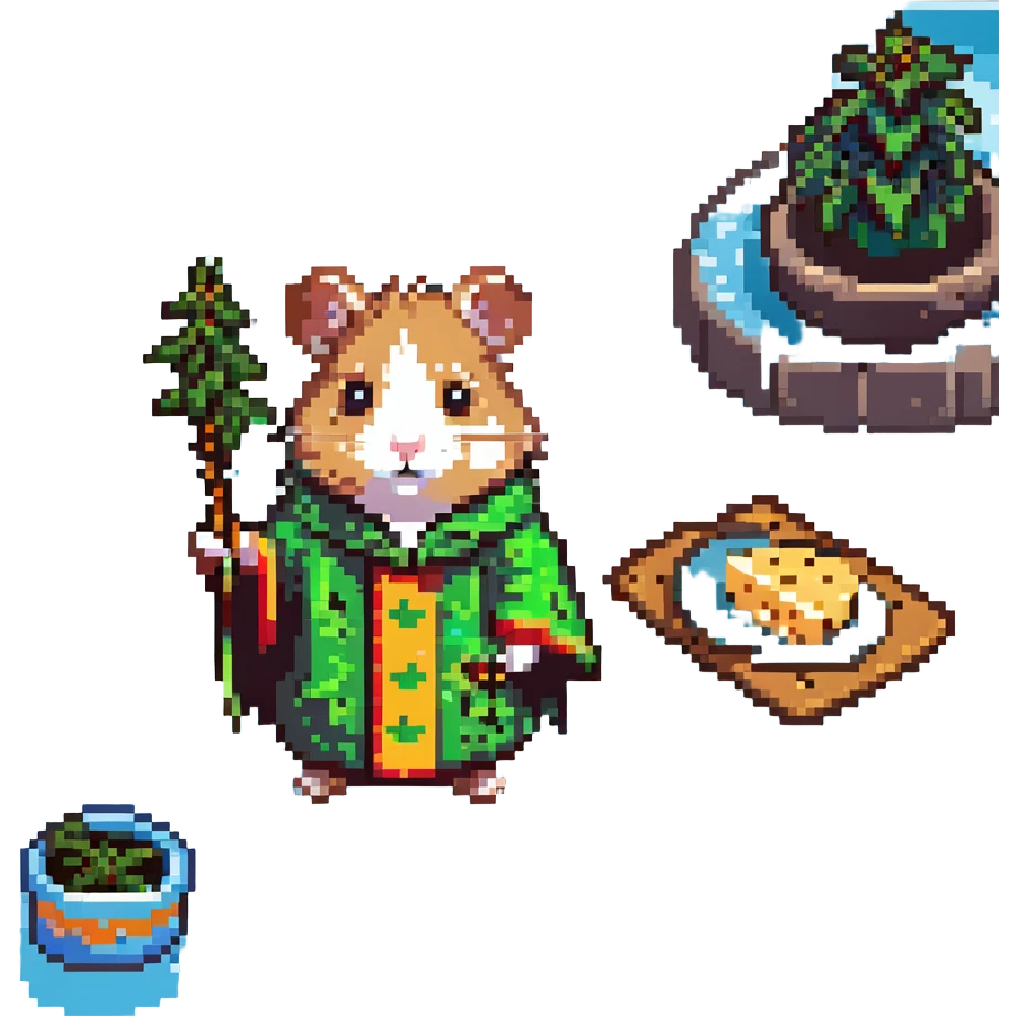 discord server icon, circular, centered composition of a hamster cult weed and cheese pool party at night, 80s arcade style, pixelated graphics, neon colors, space invader elements emoji
