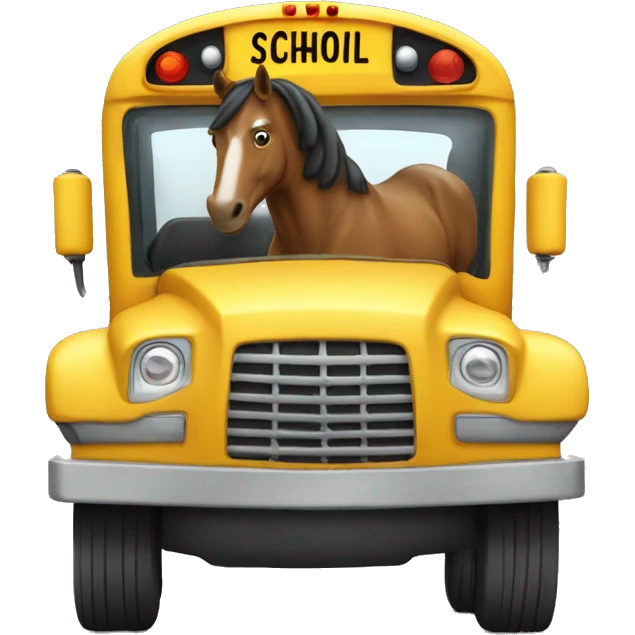 Horse driving a school bus emoji