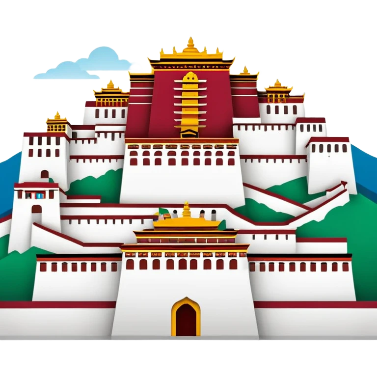 Potala Palace super simplified cute emoji style with bold outlines bright colors cartoon Tibetan building emoji