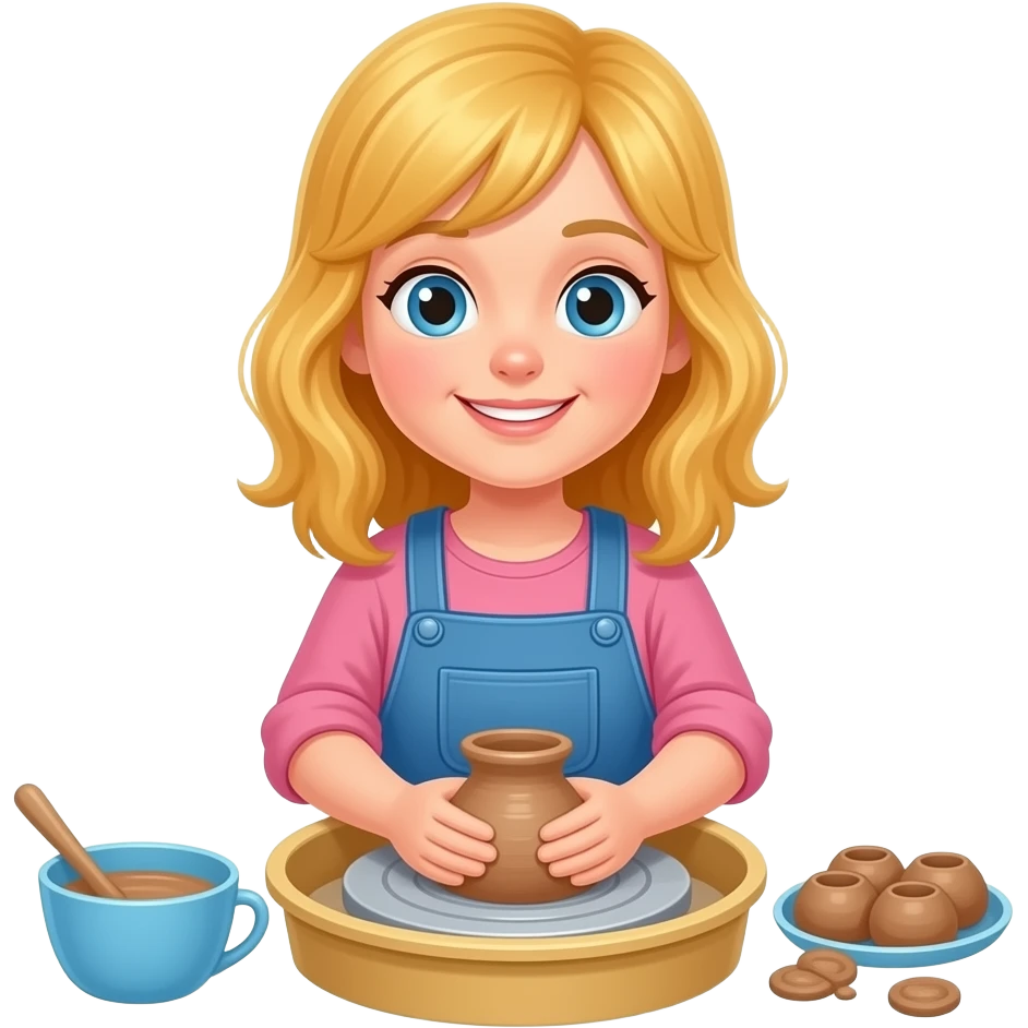 Blond girl doing pottery, simple emoji
