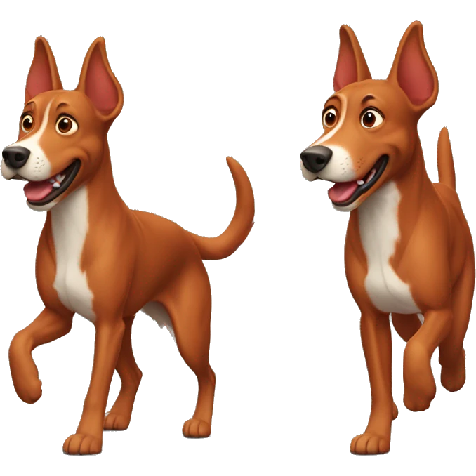 solid red dog with pointed ears running emoji