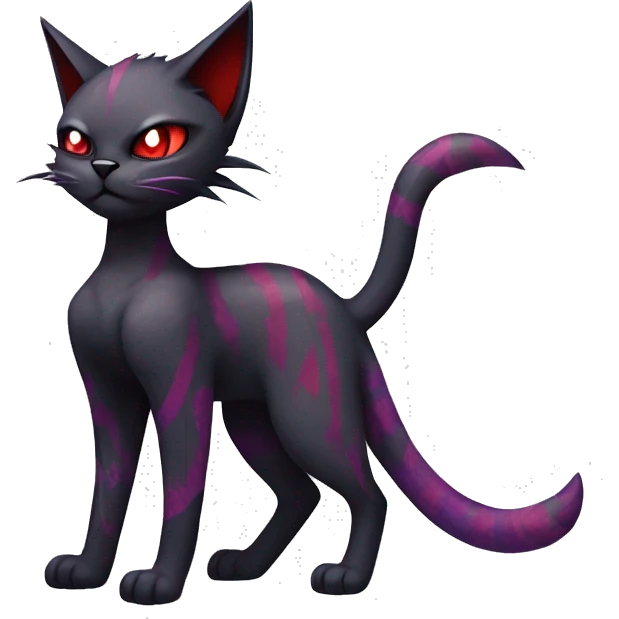 Vampiric dark edgy punk cat fakemon with red purple edgy markings full body  emoji