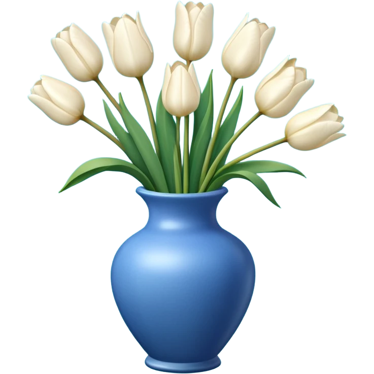 White tulips Flowers in a blue vase emoji