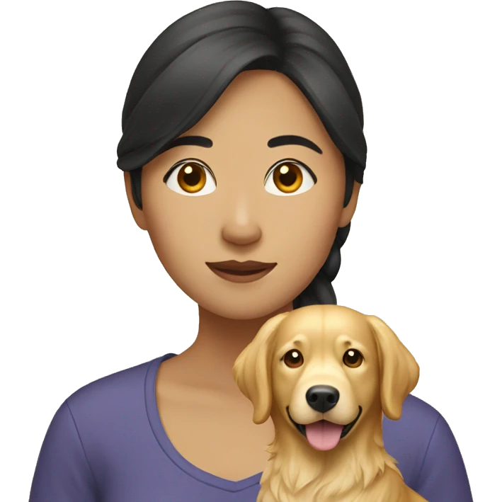 Asian woman with a golden retriever emoji