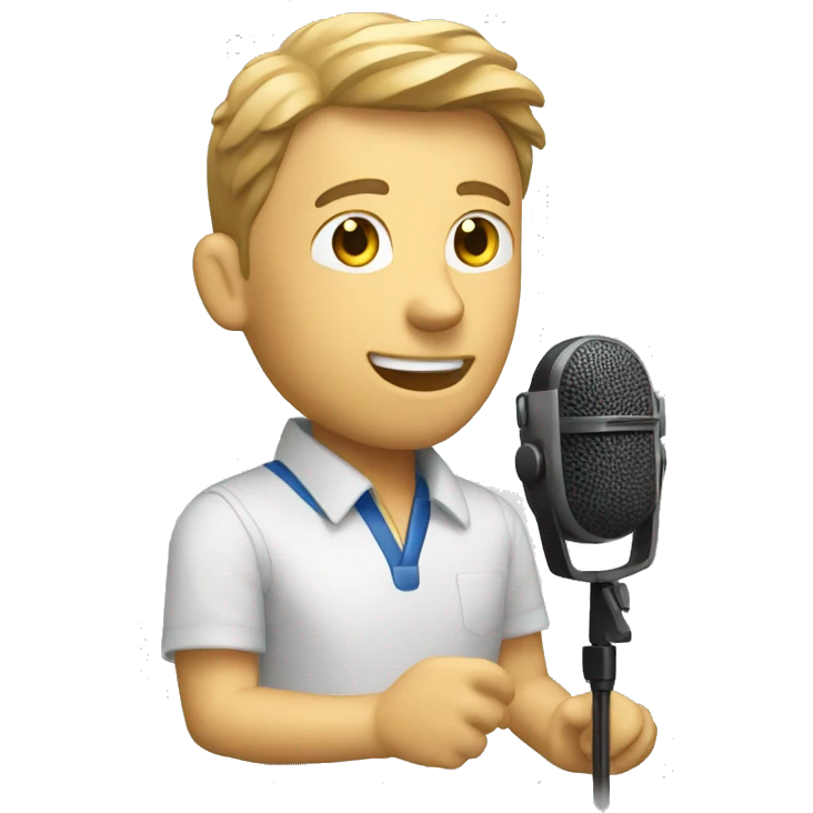 Man volunteer in radio with microphone emoji