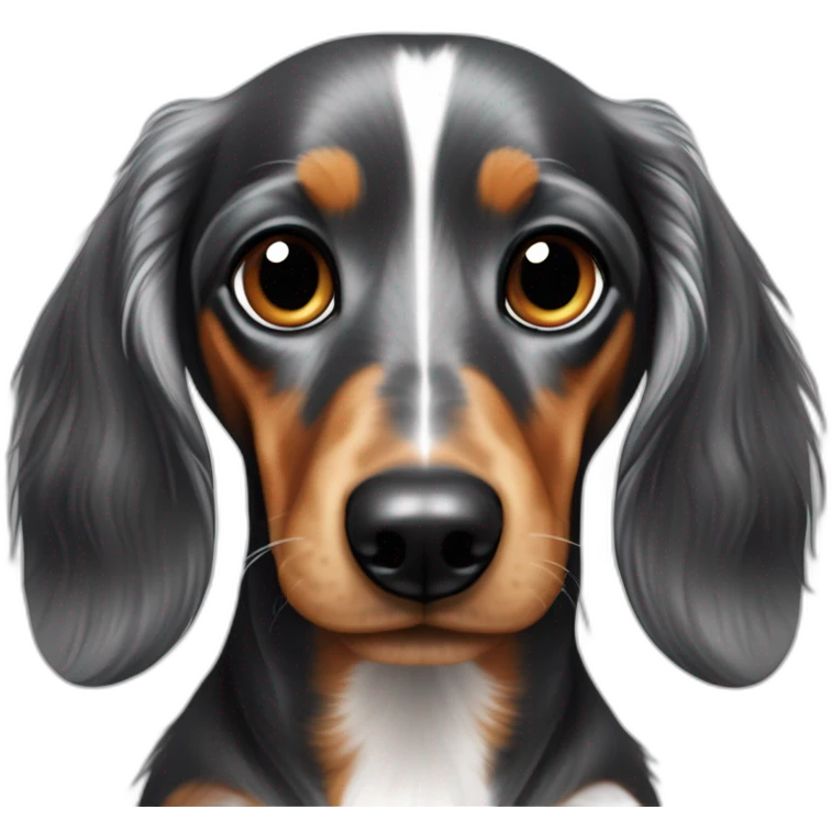 Long haired dachshund gray harlequin eyes Véron emoji
