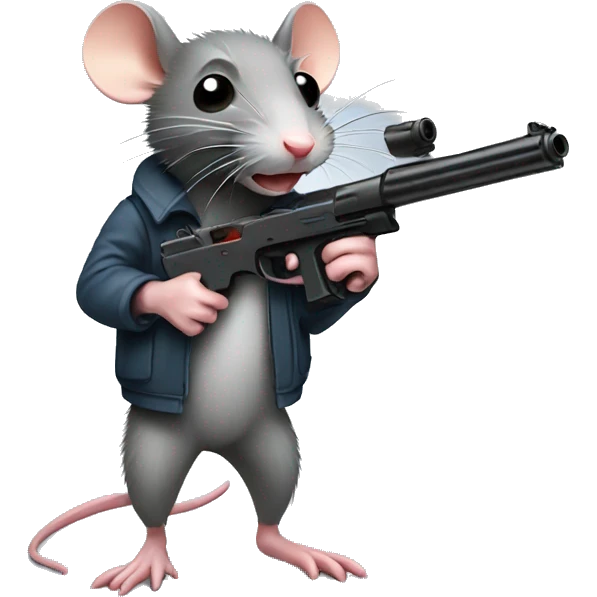 Rat with a plastic gun emoji
