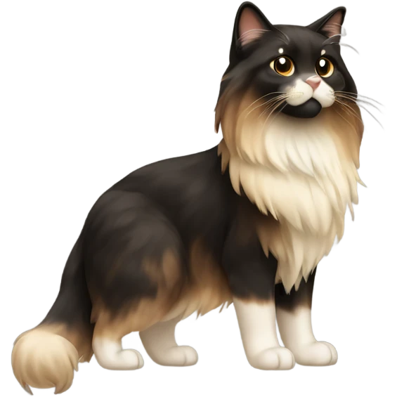 long haired mixed brown black cream fur cat whole body emoji