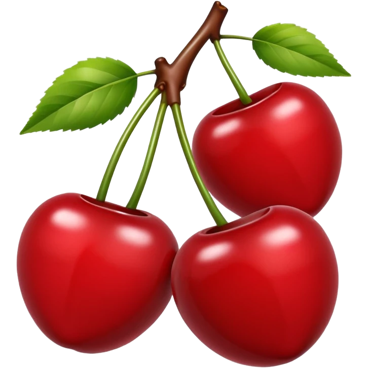 Hyperrealistic, mirco-detailed, isolated, rendering, cherries. Transparent background, no emoji faces, no emoji icons, must be 4k hd, must not be low quailty, dpi 300 emoji