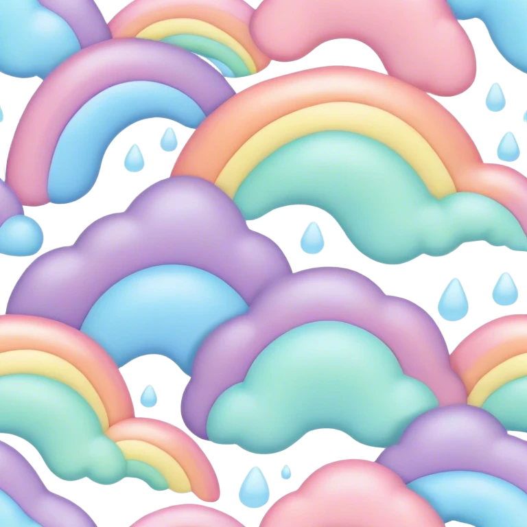 melted pastel rainbow puffy pattern background  emoji