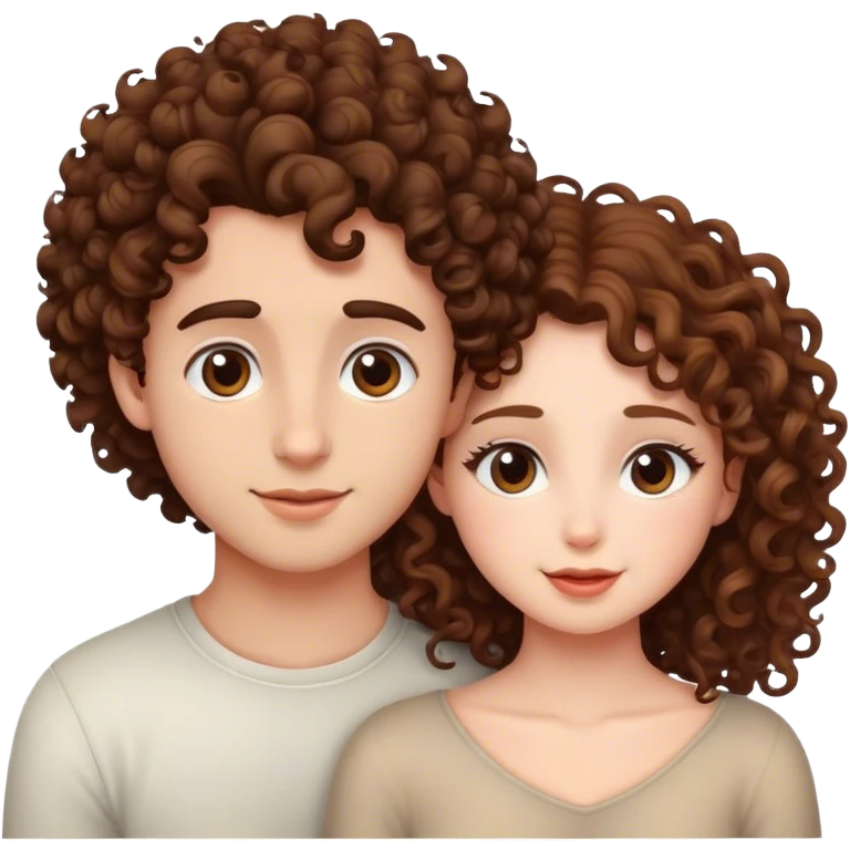 Curly hair girl and brown hair boy in love  emoji