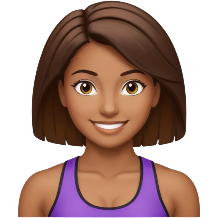 fitness girl, dark eyes, highlighted hair, brown skin emoji