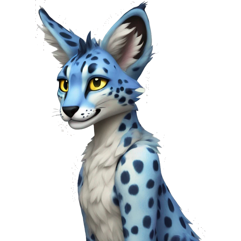 Anthro Epic Beautiful Handsome Pretty Colorful Sergal-Serval-Vernid full body emoji