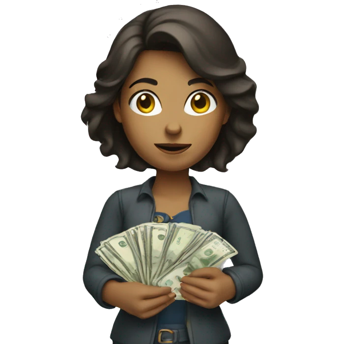 Brunette women holding money  emoji