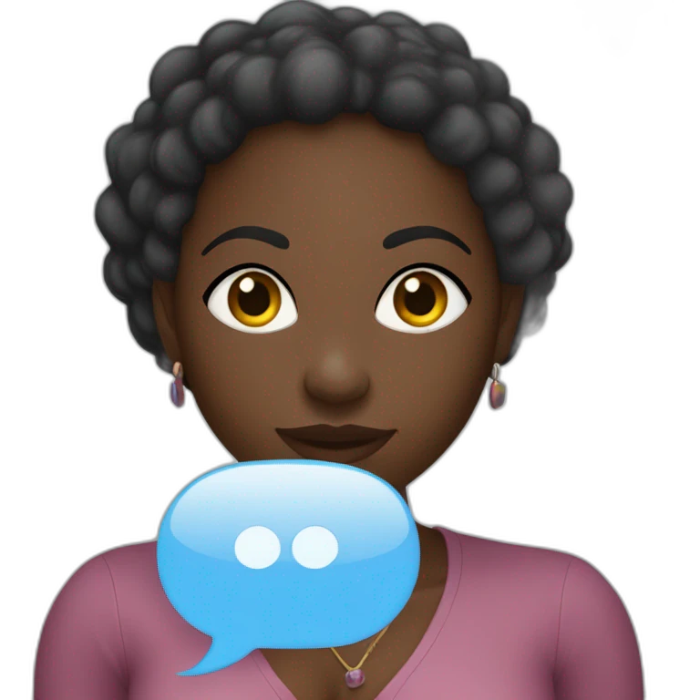 African lady with a speech bubble;text saying “BLUURR” emoji