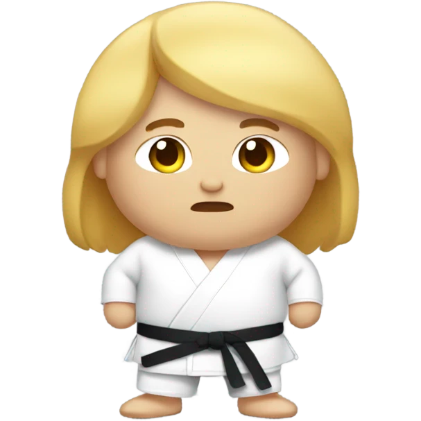 Fat boy with long hair in a karate gee emoji