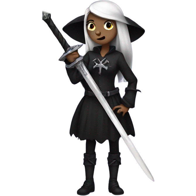 Goth witch holding a sword emoji
