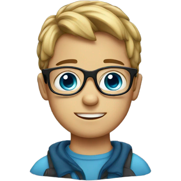 Blue-eyed boy with glasses emoji