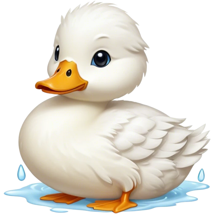 A small white duck sheds tears emoji