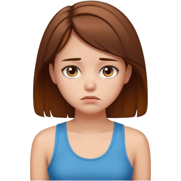 Mutsuz kız üstünde askılı kıyafet olan emoji