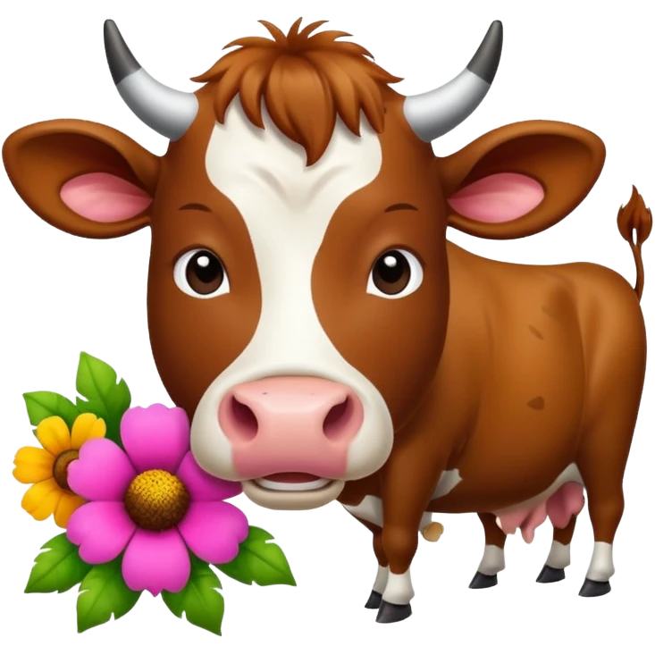 Pretty flower getting eaten by a cow emoji