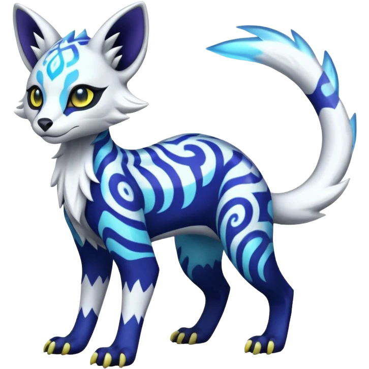 Icy floral shiny colorful neon bright vibrant patterned Genet-Absol-Zeraora-Primagen-fusion-creature  emoji